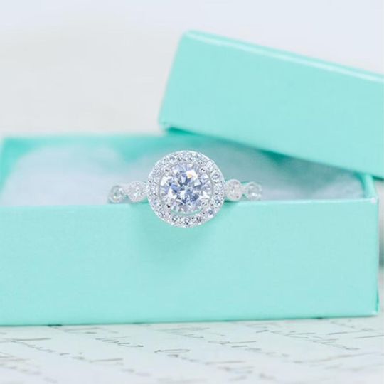 Round Engagement Ring - Wedding Ring - Halo Vintage Style Ring - Promise Ring