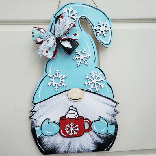 Snowflake, Cocoa, Winter, Gnome, Door Hanger For Christmas