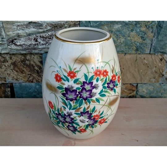 Vintage Floral Vase, Handmade Vase, Patterned Vase