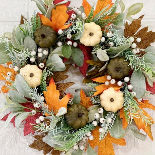 Autumn Fall Wreath, Thanksgiving Wreath Decorations, Rustic Front Door Wreath