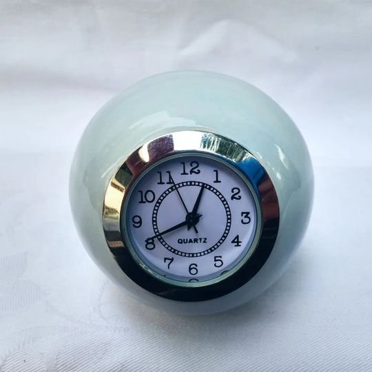 Small Blue Desk Clock, Shelf Clock, Retro Style Ceramic Clock