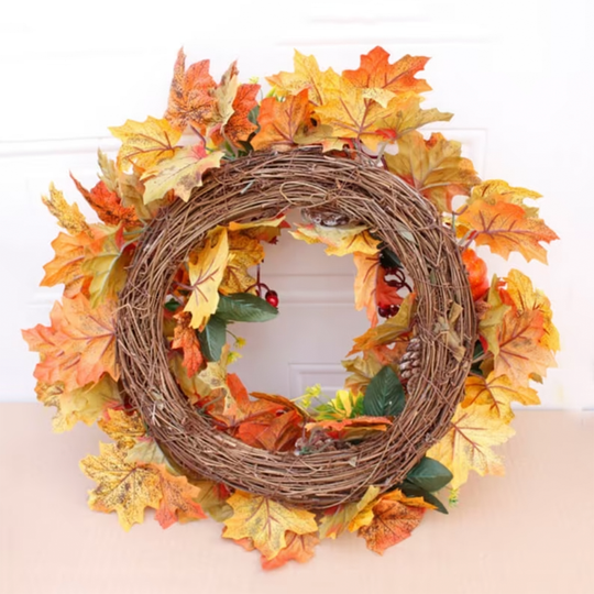 Autumn Fall Pumpkin Wreath, Halloween Decoration , Pumpkin Door Wreath, Christmas Wreath