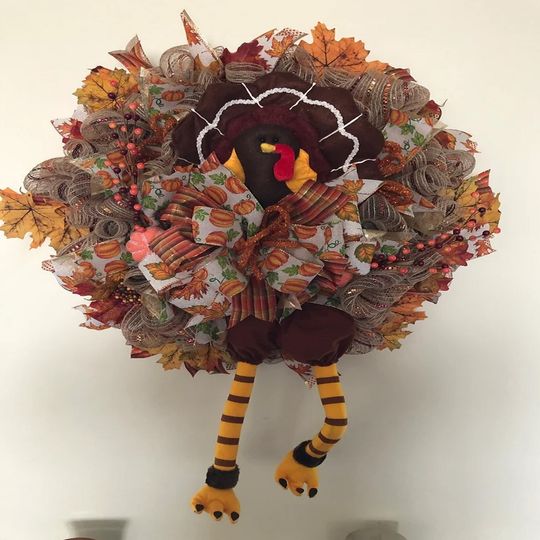 Turkey wreath, Thanksgiving wreath, Thanksgiving turkey wreath