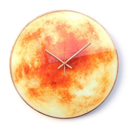 Sun Wall Clock, Glow In The Dark Clock, Orange Wall Clock