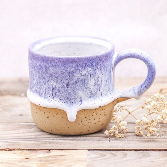Handmade ceramic mug, purple/white, handmade Mug