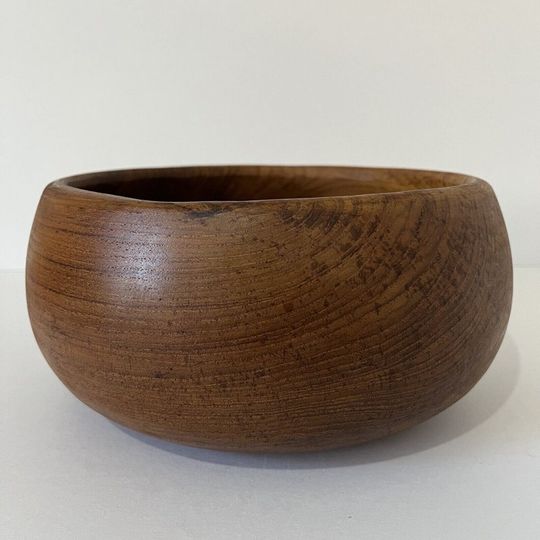 Vintage Handmade Round Wooden Fruit Bowl