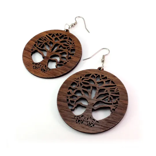 Walnut Tree of Life Sustainable Wooden Earrings