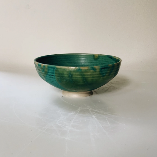 Turquoise green handmade stoneware ceramic bowl, breakfast bowl, snack bowl