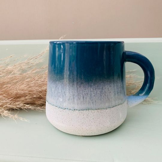 Mojave Glaze Ceramic Mug, Handmade Blue Mug