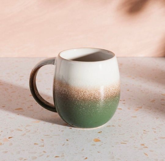 GreenDip Glazed Ombré Mug, Handmade Ceramic Mug