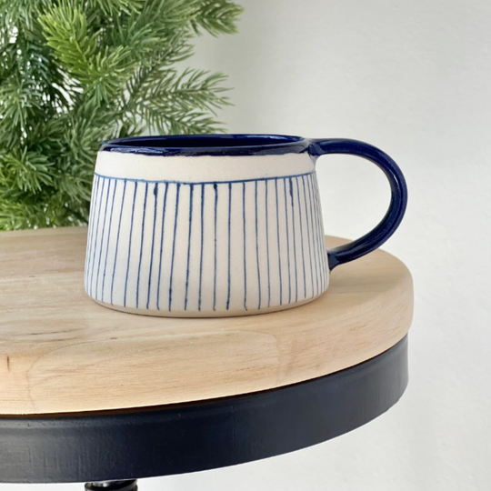 Handmade Ceramic Indigo Coffee Mug, Blue Pottery Tea Cup