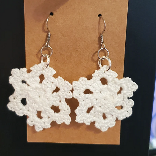 Handmade Snowflake Crochet Earrings