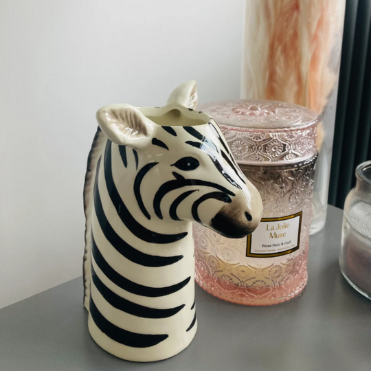 Ceramic zebra head vase