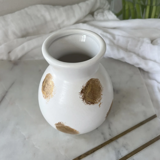 Hand-Painted Neutral Vase/Boho Decor