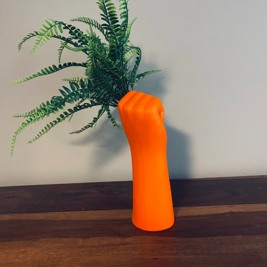 Hand Vase Neon Orange