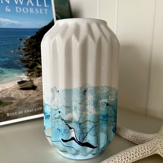 Hand-painted Ocean Vase, Ceramic