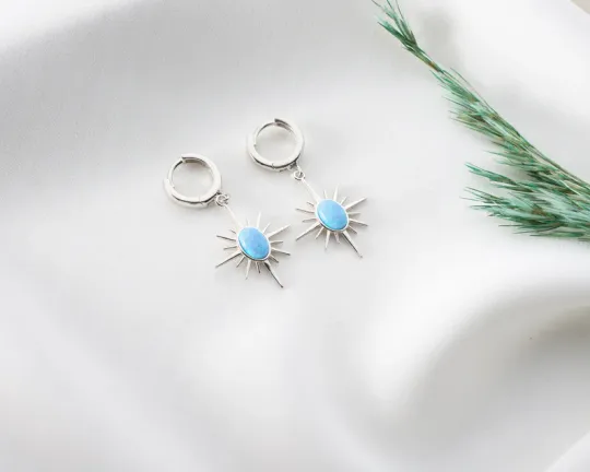 Blue Opal Earings, NorthStar Celestial Earrings