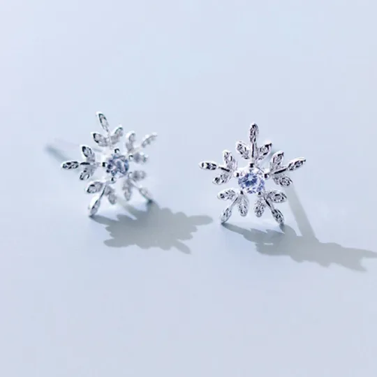 Modern Minimal Snowflake Earrings,  Adorable Cute Earrings