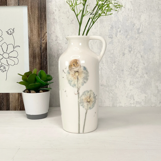 Ceramic Vase With Handle, Ivory Vase, Mouse Vase