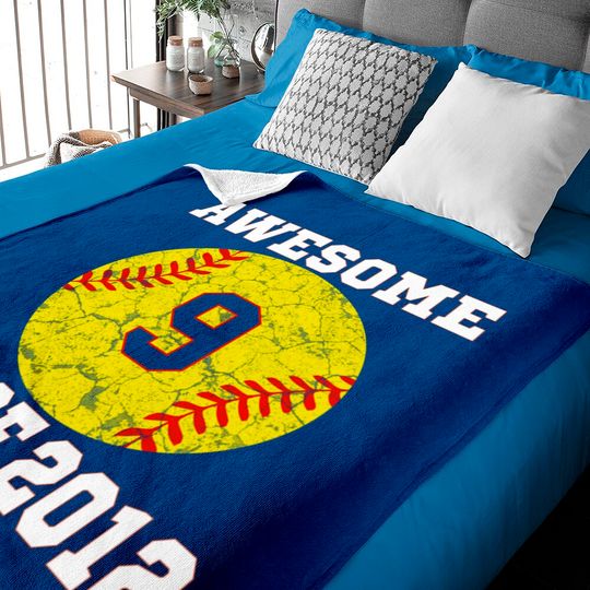 Softball Lover 9 Years Old Vintage Retro Baby Blankets
