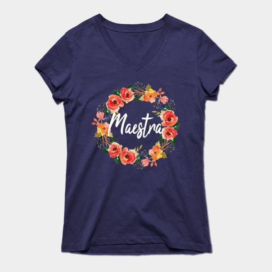 Maestra Teacher Spanish Flower - Teacher - T-Shirt