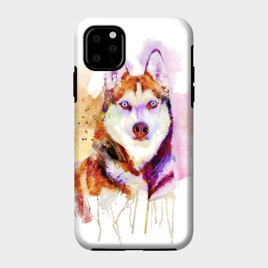 Husky Dog Watercolor Portrait - Husky Dog - Phone Case