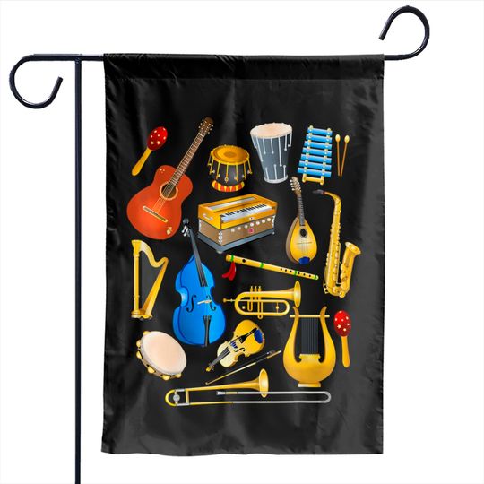 Cute Little Boys Musical Instruments Garden Flags