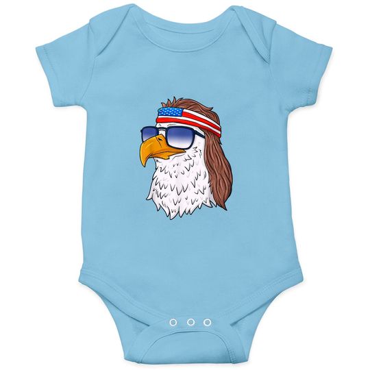 American Bald Eagle Mullet 4th Of July Funny USA Patriotic Onesies