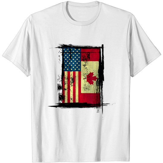 Canadian American Flag T-Shirt - Vintage Canada USA Tee