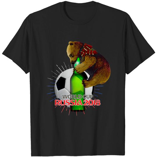 world cup 2018 with bear and beer - World Cup - T-Shirt