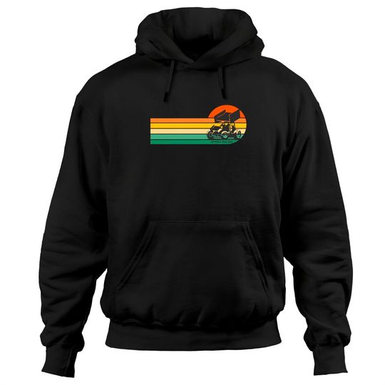 Retro Sunset Winged Sprint Car Dirt Track Racing Pullover Hoodie
