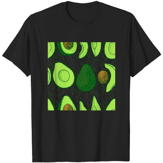 Sketchy Avocado Pattern - Avocado - T-Shirt