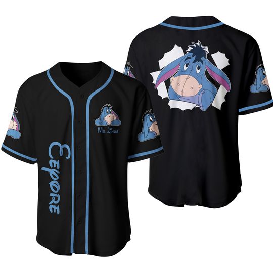 Eeyore Baseball Shirt, Personalized Name Eeyore Baseball Jersey