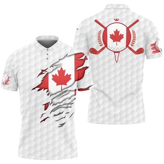 Canadian Golf Player Golf Outfit Happy Canada Day Gift For Golf Players Polo Shirt