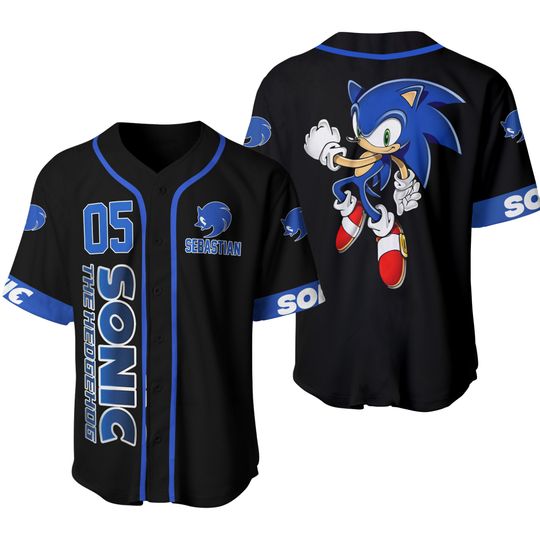 Sonic The Hedgehog Black Blue | Disney Baseball Jersey Personalized