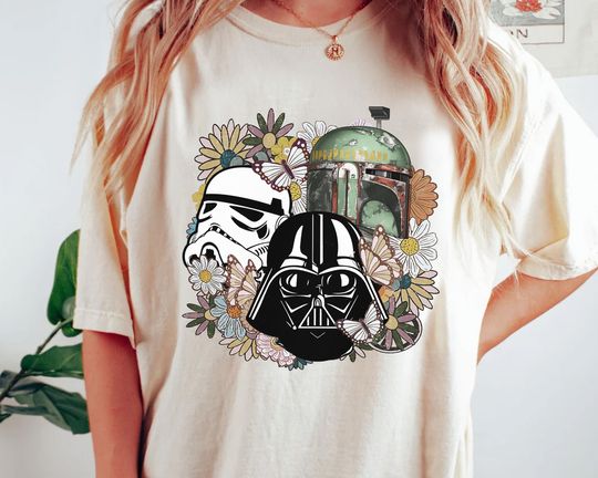 Star Wars Darth Vader Stormtrooper Helmet Floral Retro Shirt