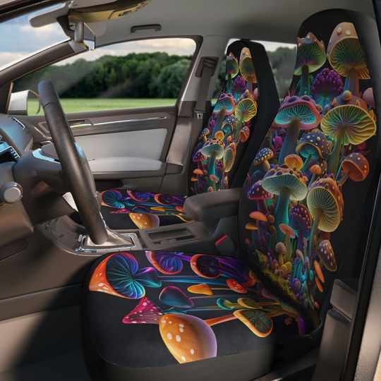 Mushroom Car Seat Covers, Colorful Mushroom Car Seat Cover