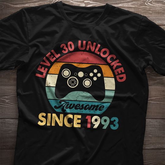 30th birthday T-shirt, Level 30 Unlocked, 30th birthday gift