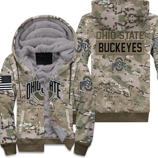Ohio State Buckeyes Camouflage Veteran 3D Unisex Fleece Hoodie