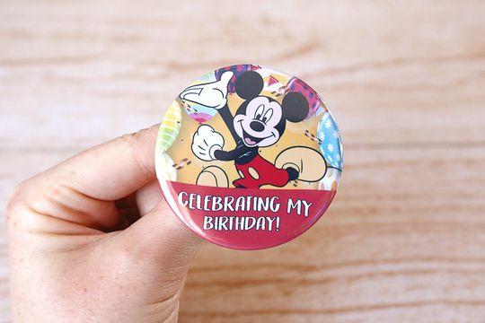 Disney Mickey Mouse Birthday Button Badge | Disney Birthday Pin Button