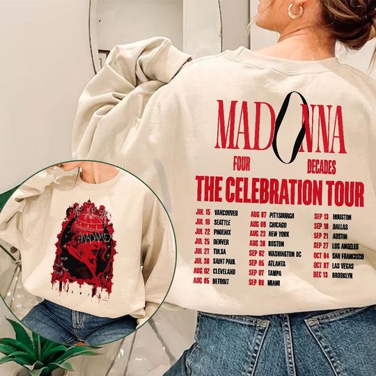 Madonna La Celebración Música Tour 2023 Sudadera de Doble Cara