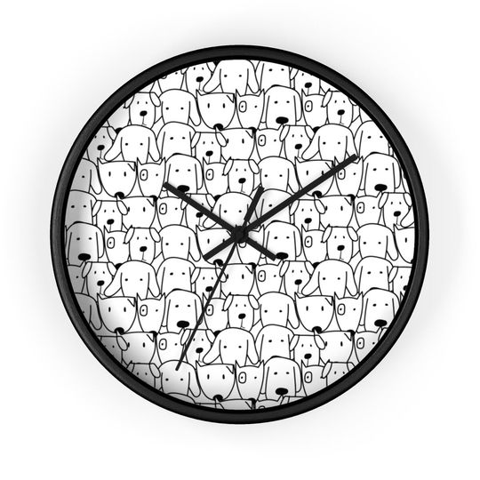 Funny Dogs Round Wooden Wall Clock