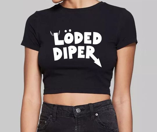 Womans CropTop  Womans Gift  Graphic Crop Loded Diper Shirt  Summer Outfit