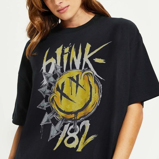 Vintage Blink-182 Tour 2023 2024 Shirt, Blink 182 Fan Shirt, Blink World Tour Shirt, Arrow Smiley Shirt, Tom Delonge Back In Blink 182 Tee