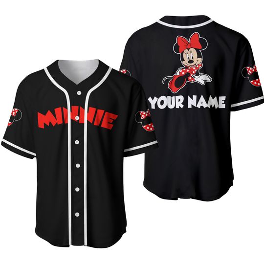 Chilling Minnie Mouse Black Jersey | Disney Custom Baseball Jersey