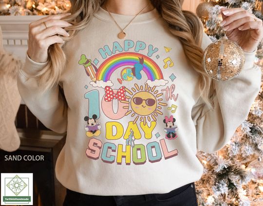 Retro Disney Happy 100th Day of School Sweatshirt, Mickey and Friends 100 Days of School Sweatshirt