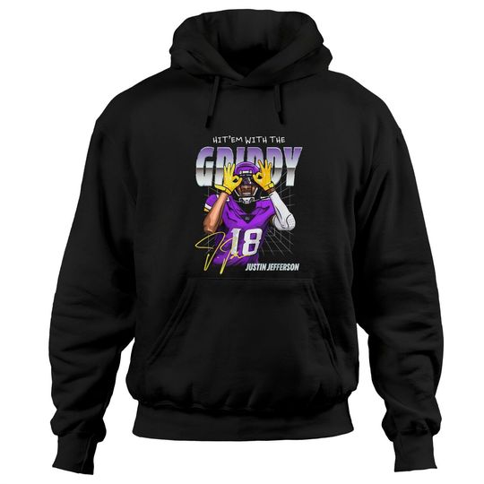 Justin Jefferson Kids Hoodies, Funny Hit'em With The Griddy Hoodies