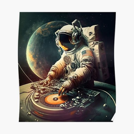 Astronaut DJ Premium Matte Vertical Poster