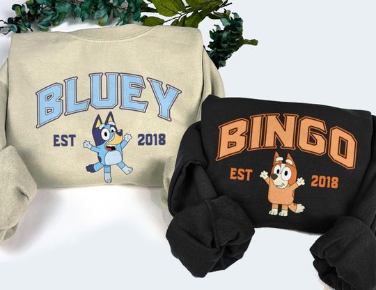 BlueyDad and Bingo Sweatshirt, Y2k Trending Sweatshirt, Crewneck Sweater, Valentine Gift, BlueyDad Shirt,  Cartoon, Couple Shirt