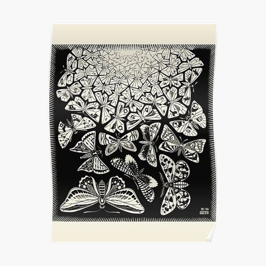 M.C. Escher - Butterflies, 1950 Premium Matte Vertical Poster